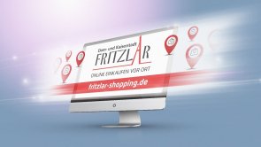 Fritzlar Shopping Computerbildschirm mit Fritzlar-shopping logo